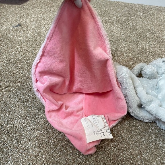 Set of two lovey's bunny pink gray fluffy baby toddler kids stuffy stuffed - Picture 3 of 10